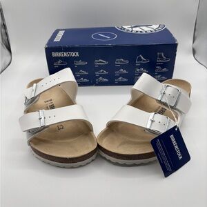 Birkenstock Arizona BS Sandals in White and Silver
